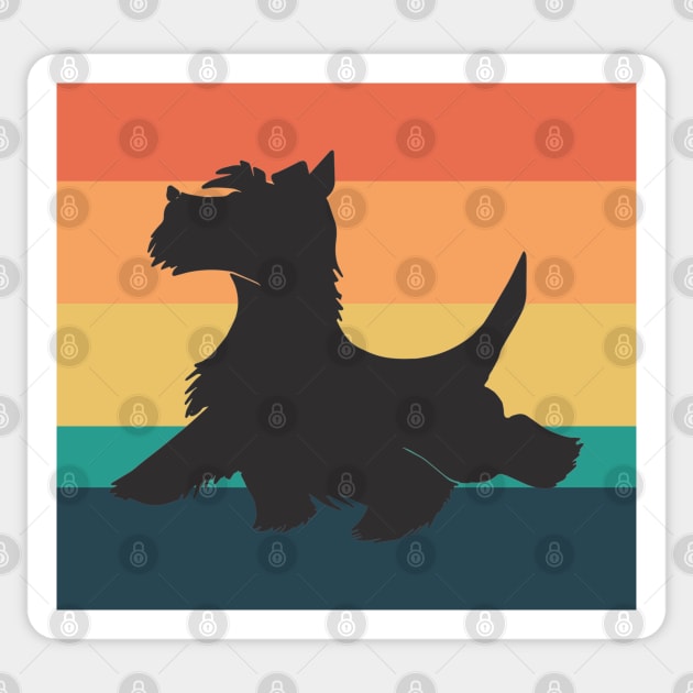 Scottish Terrier Dog Silhouette Vintage Sunset Sticker by DPattonPD